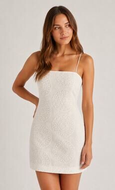 Finders Keepers Cream Mini Dress Womens Size 4 New Geometric Circles Abstract